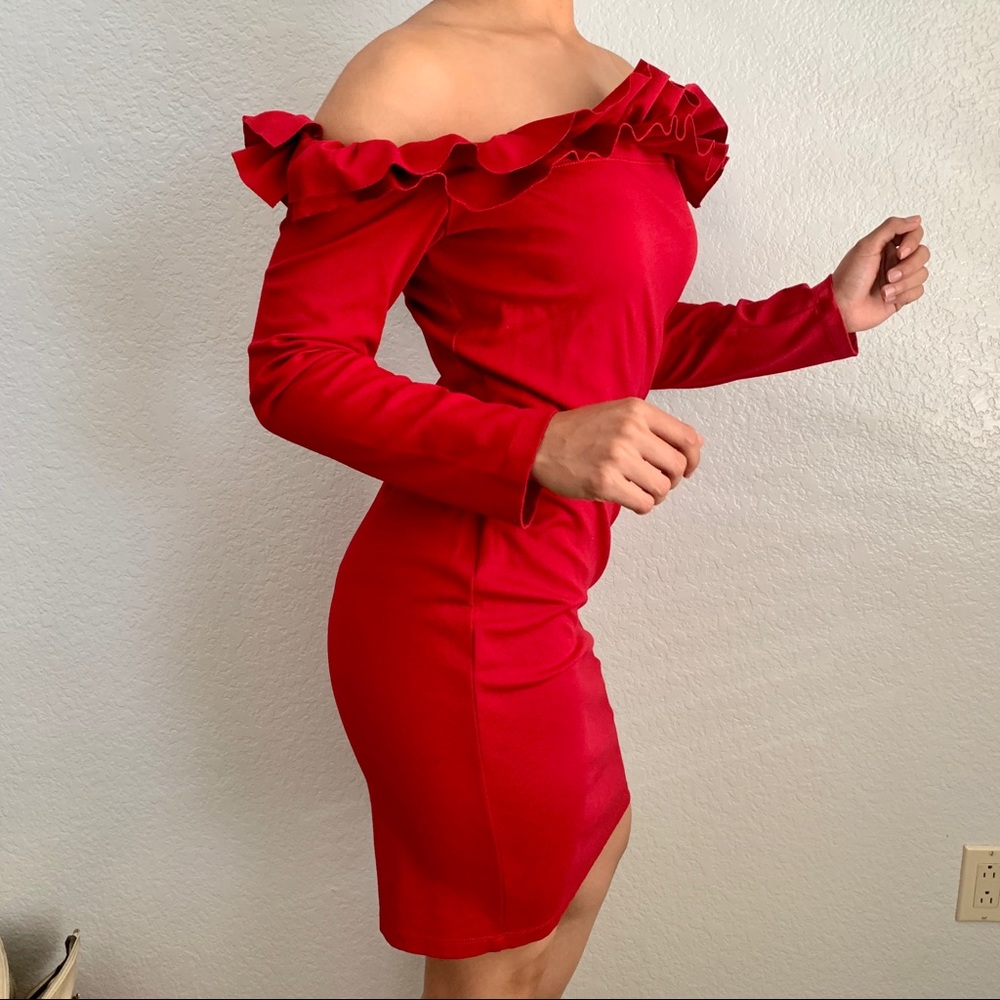 Holiday Red off the shoulder dress